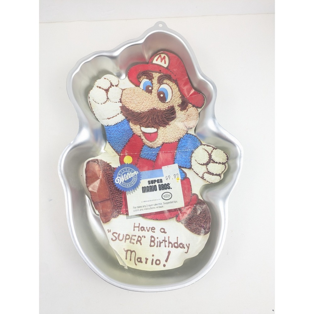 Vintage 1989 Wilton Super Mario Bros Cake Pan Nintendo Aluminum Baking Mold